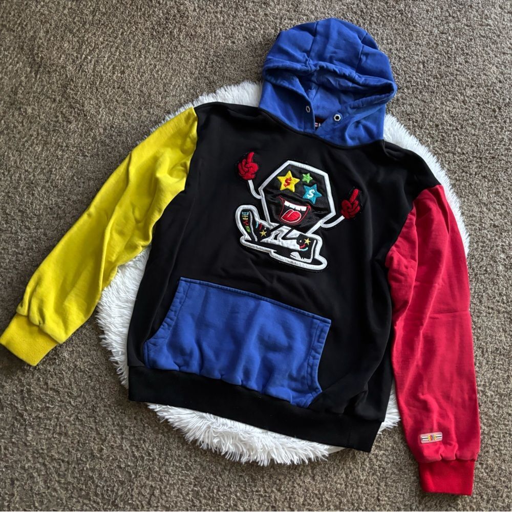 BKYS Graphic Hoodie Sweatshirt Pullover Color Block Multicolor Men’s Size‎ Large